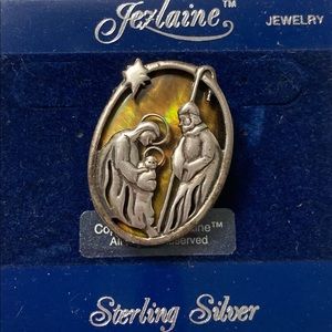 Vintage Jezlaine Sterling Nativity Scene Brooch NWT